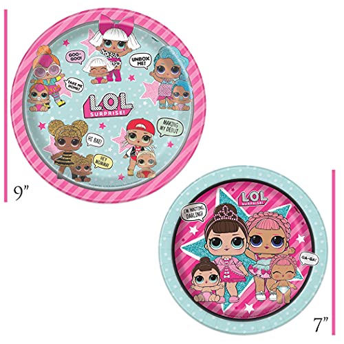 LOL Birthday Party Supplies Set Dinner and Cake Plates, Cups, Napkins