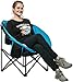 KingCamp Oversized Saucer Round Camping Chair Portable Padded Outdoor Folding Chair for Adult with Cup Holder Back Pocket Carry Bag, Support Up to 300lbs, Blue