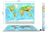 Wonderful Maps Scratch Off World Map with Country Flags, US States, Australian States and Canadian Provinces On Ocean Blue Background. Deluxe Large Detailed Premium Scratch-Off World Map Poster.