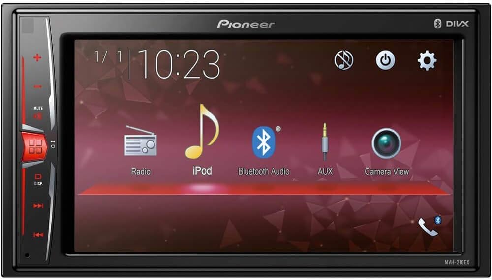 Pioneer MVH-210EX 6.2" Double DIN in-Dash Multimedia A/V Receiver with Bluetooth (Renewed)