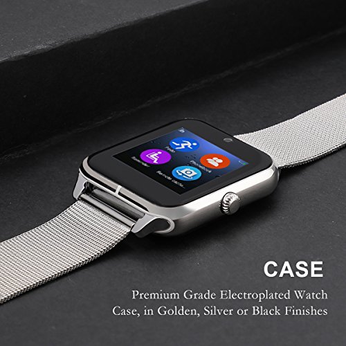 Collasaro Smartwatch, Sweatproof Smart Watch Phone with Camera and SIM Card Slot, Smart Watch for Android Samsung LG Sony HTC Smartphones