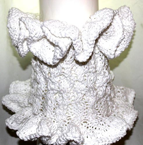Ruffled and Romantic Elizabethan Cowl in Cotton Yarn, Ruffled Cowl, Ruffled Neck Warmer, Hand Knit Cowl