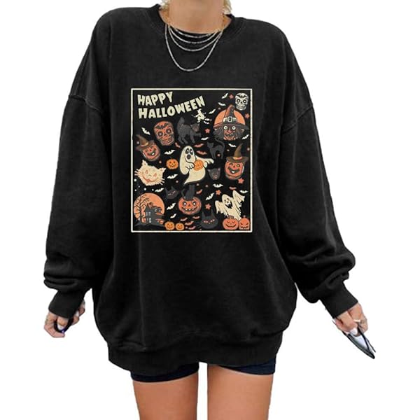 Ropa Halloween Mujer Sudaderas De Halloween Para Mujer, Cuello