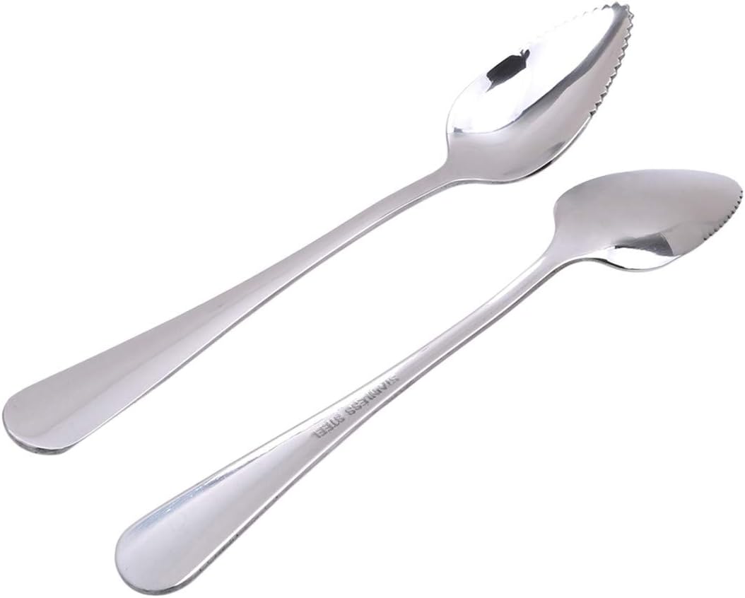 Kissherely Stainless Steel Sawtooth Spoon with Long Handle Kids Grapefruit Spoon Dessert Butter Tea Coffee Stirring Spoons