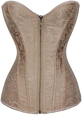 UUGULO Front Zipper Floral Corset Overbust Black White Cream Waist Trainer Sexy Women Steel Boned Corselet Promotion Summer Body Shaper