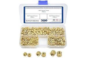 XINGYHENG 300Pcs 3 Values M3 M4 M5 Knurled Nuts Brass Female Threaded Insert Embedment Nuts Assortment Kit for 3D Printing Projects