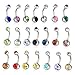Musesland 21 Pieces 14g Belly Button Rings 316L Surgical Steel Navel Body Piercing Jewelry Assorted Colors