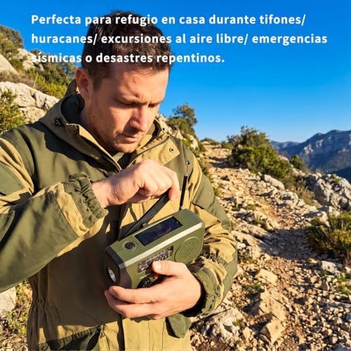 Radio Portable Urgence, FM/AM Radio Survie avec Rechargement du Solaire Radios Dynamo à Manivelle avec Lampe de Poche 4000mAh Powerbank SOS pour Outdoor, Camping, Coupures de Courant, Kit de Survie