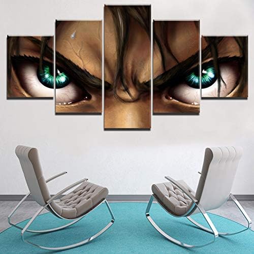 aicedu Modular Hd Prints Pictures Home Decoration 5 Pieces Attack On Titan Paintings Canvas Poster Wall Art For Living Room Framework (No Frame)