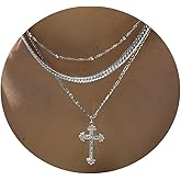 Amicon Cross Necklace for Women 14K Gold Plated Dainty Heart Cross Pendant Choker Simple Trendy Cute Cross Charm Diamond Necklace Faith Jewelry Religious Minimalist Gift