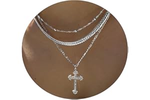 Amicon Cross Necklace for Women 14K Gold Plated Dainty Heart Cross Pendant Choker Simple Trendy Cute Cross Charm Diamond Necklace Faith Jewelry Religious Minimalist Gift