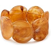 MMIUAEG Colorful Acrylic Resin Bracelet for Women Stretch Vintage Boho Bangle Bracelets Chunky Wide Geometric Plastic Wristbands Resin Beads Cuff Bangle for Women Holiday Beach Jewelry