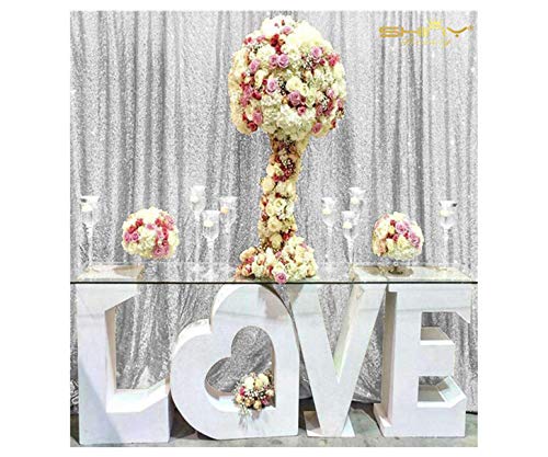 6FTx8FT-Silver-SEQUIN Backdrop-Curtain-Sequin Photography Backdrop Shimmer Sequin Fabric for Event Decoration