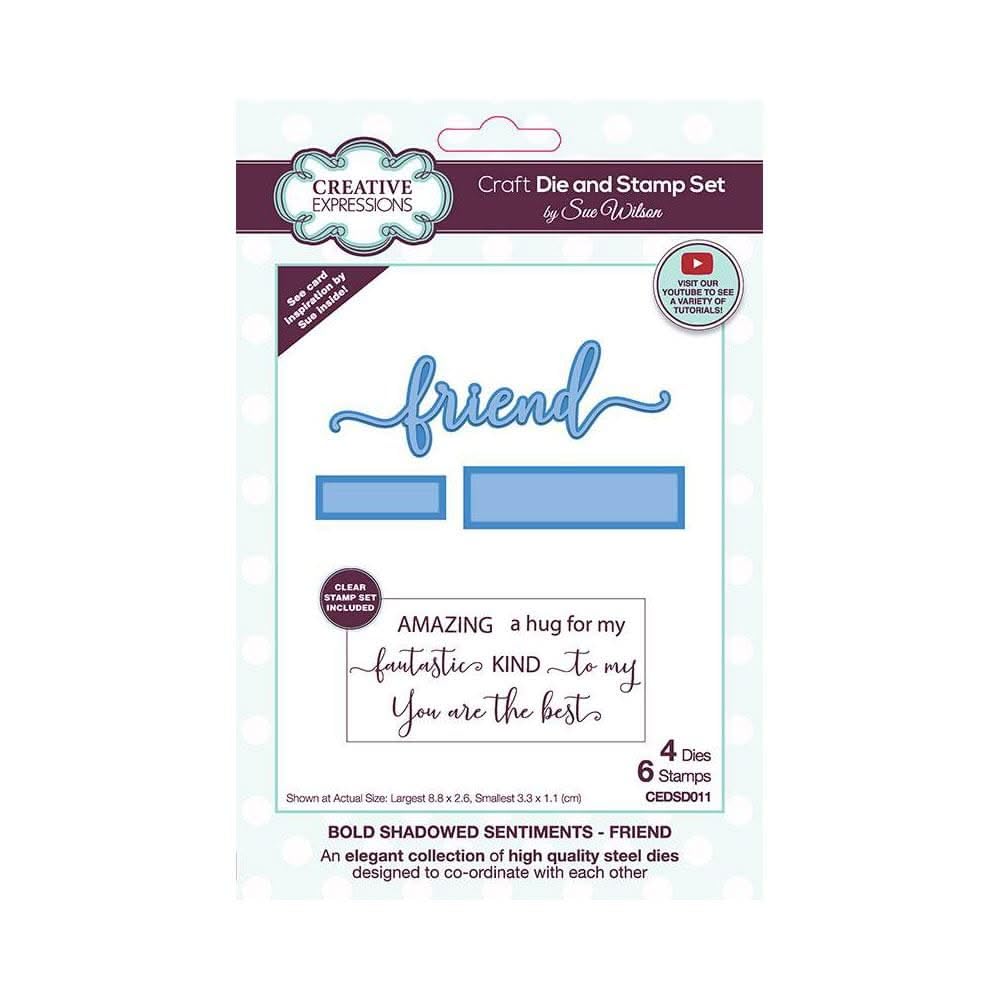 Sue Wilson - Bold Shadowed Sentiments - Wishes - Craft Die and Stamp Set