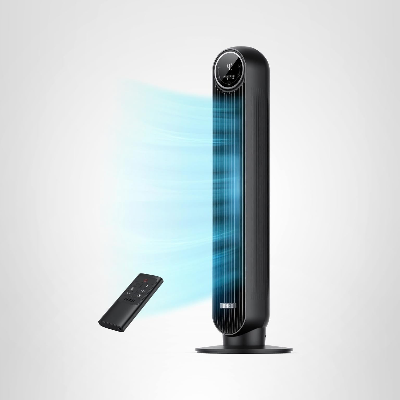 Dreo Tower Fan for Bedroom, 25ft/s Velocity Quiet Floor Fan, 90° Oscillating Fans for Indoors with 4 Speeds, 4 Modes, 8H Timer, Standing Fans, Bladeless Fan, Black, Nomad One (DR-HTF007)