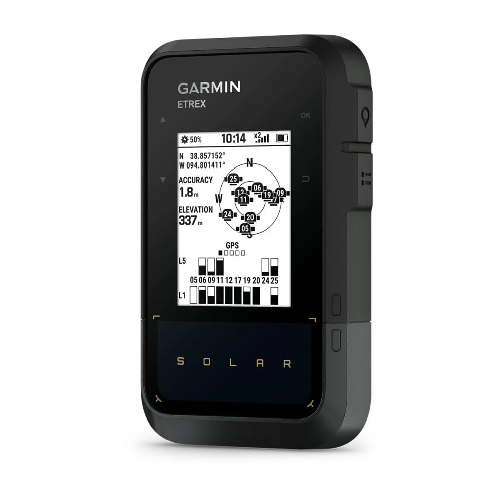 Garmin eTrex® Solar, GPS Handheld Navigator, Unlimited Battery Life, Water Resistant