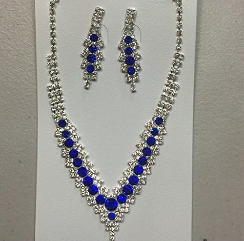 Elegant Royal Blue Necklace and Earring Rhinestone Jewelry Set