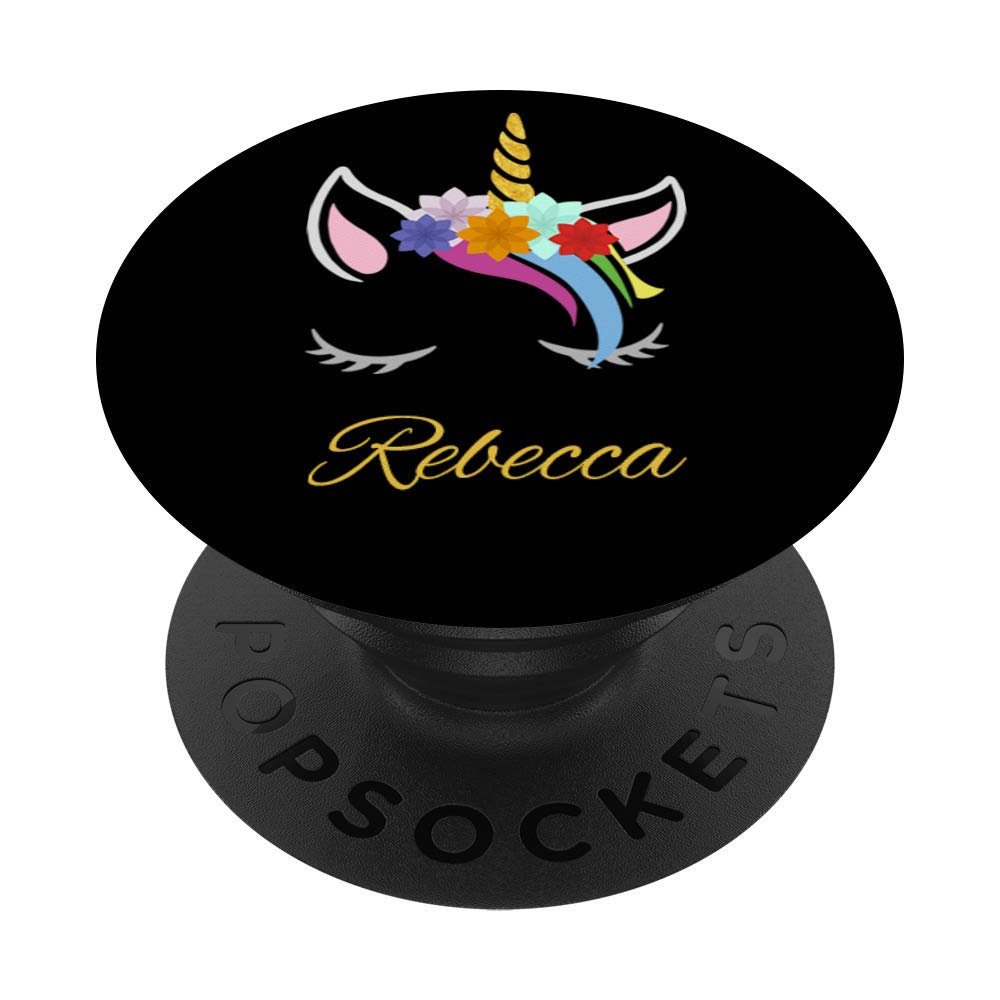 Rebecca Name Gift - Personalised Dark Unicorn PopSockets PopGrip: Swappable Grip for Phones & Tablets