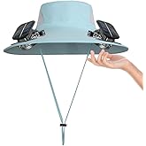 Wide Brim Sun Hats with Fans for Women Men Summer Fishing,Cooling Fishing Hat with Fans for Hiking Camping Hunting UPF 50+