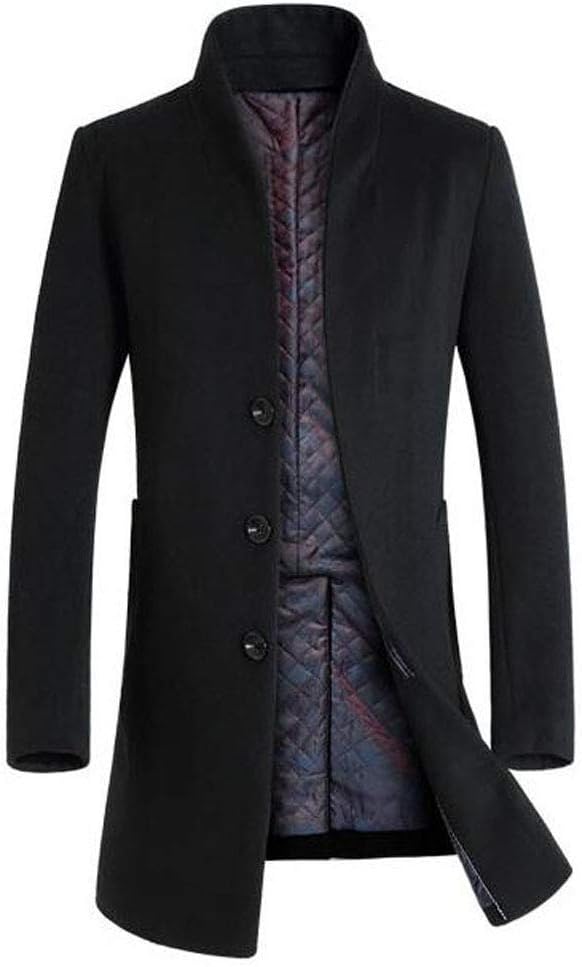 FTCayanz Men's Wool Coats Casual Slim Fit Woolen Trench Coat Long Overcoat