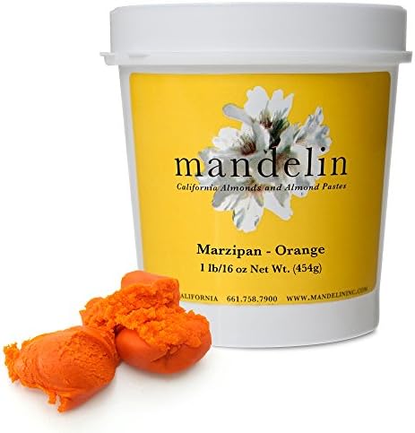 Mandelin Orange Marzipan Modeling Paste, 33% Almonds, 67% Sugar (Orange, 1 lb)