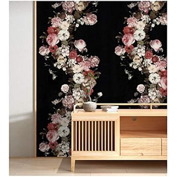 HaokHome 690106 Vintage Rose Flower Wallpaper Floral Black/Pink/White Home Bedroom Wallpaper 20.8
