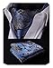 SetSense Men's Paisley Jacquard Woven Self Cravat Tie Ascot Set One Size Blue/Yellow/Black