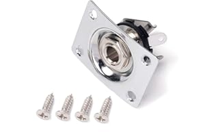 WLDJXLGL Metal 1/4" Guitar Output Jack Plate Input Jack Socket Replacement for Tele SG Electric Guitar Bass Parts (Chrome)