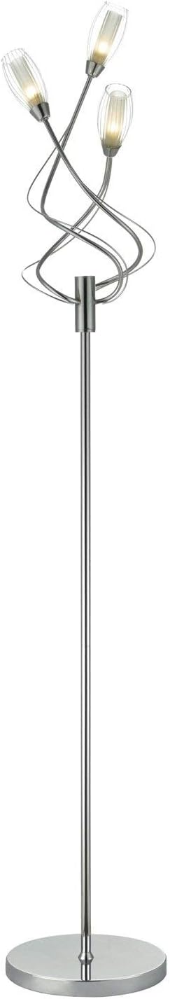 Modern Chrome Floor Light Standard Lamp with Glass Shades
