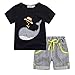 LandFox Toddler Kid Baby Boys Clothes Outfits Set: Cartoon Printing T-shirt + Short Pants (3/4T, C Black)