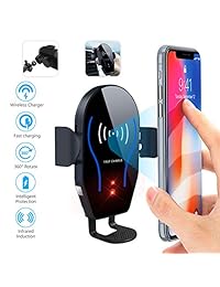 Soporte de coche para teléfono móvil con ventilación automática, soporte de teléfono para coche para cargador inalámbrico compatible con iPhone XS Max XR XS X 8 Plus Samsung Galaxy S9 S8 S7 S6 Edge Note5 y otros smartphones