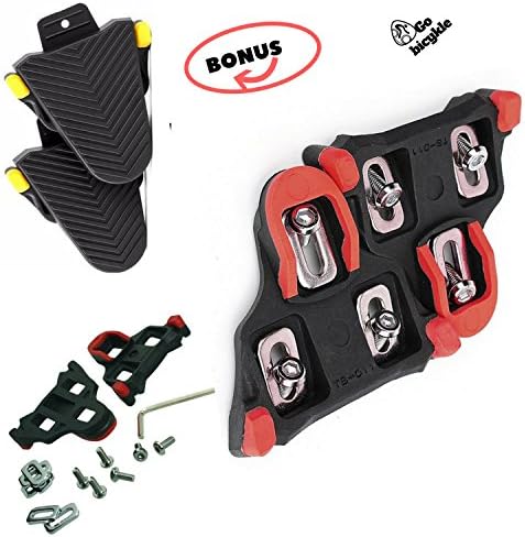 Indoor Spin Bike and Cycling Shoe Clips Cover Compatible with Look & Shimano SPD SL - Bike Cleats Set bundle with Cleat Rubber Cover 6 Degree Pedals Self-locking for Cycle Clips Pedals