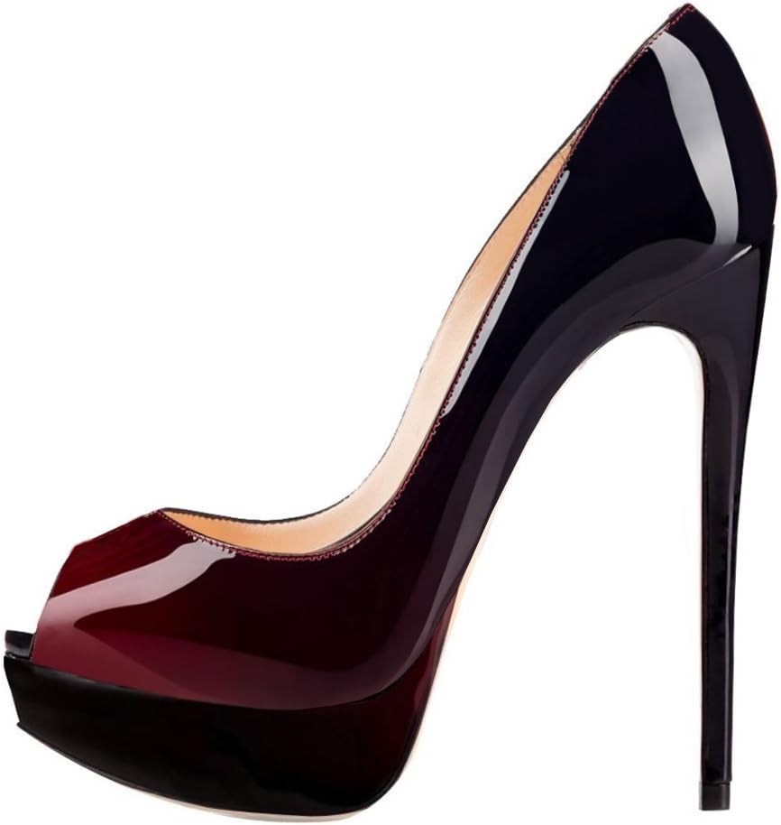 Joogo Women Peep Toe Pumps Platform Thin Heel Stiletto Sandals Wedding High Heels Slip On Dress Shoes