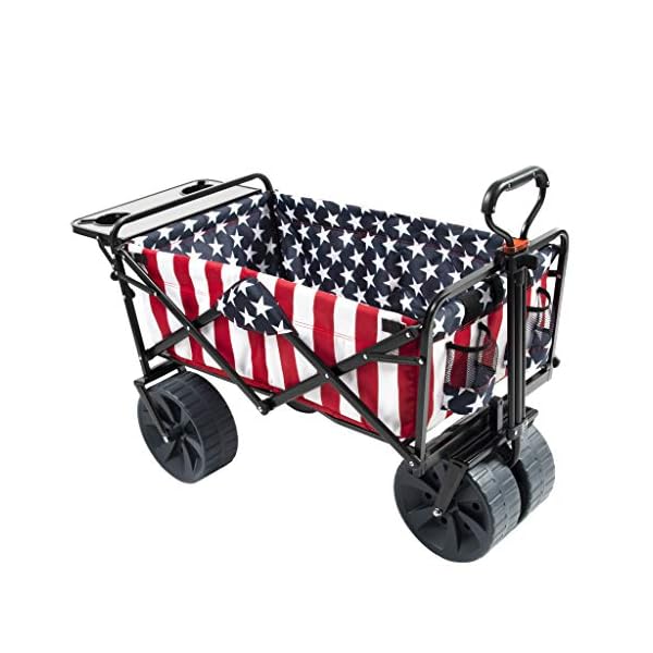 Mac Sports Collapsible Folding Outdoor Beach Wagon with Side Table, Perfect for Camping, Concerts, Sporting Events, The…