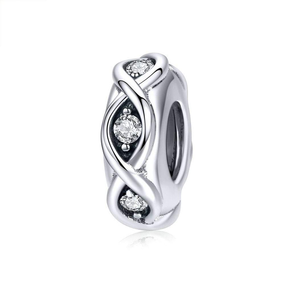 Spacer Charm 925 Sterling Silver Clip Charm Stooper Charm for Pandora Charm Bracelet (D)