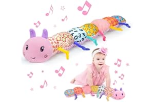 USSYBABY Baby Infant Musical Toy Soft Stuffed Animal Toy with Multi Textures,Rattle,Crinkle,Newborn Baby Toy for 0 3 6 9 12 Months Girls Boy Gift,Caterpillar，Pink