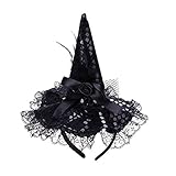 AMOSFUN TINKSKY Children Halloween Headband Feather Party Witch Hat for Costume Dress up Party Performance Supplies (Black)