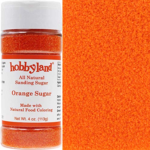 Hobbyland All Natural Sanding Sugar (Orange Sugar, 4 oz) Made with Natural Food Coloring