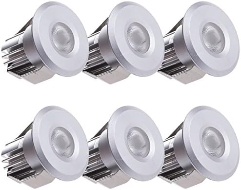 Small Sensati Miniature LED Recessed Downlight Spot Set, Set of 6, Dimmable 900 Lumen Includes driver, enclosure colour: silver, warm white WW T102 6 S [Energy Class A]