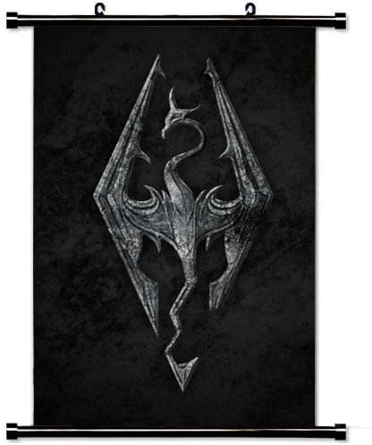 Modern style Home Decor Custom Poster with The Elder Scrolls Emblem Background Dragon Wall Scroll Poster Fabric Painting 23.6 X 35.4 Inch (60cm X 90 cm)
