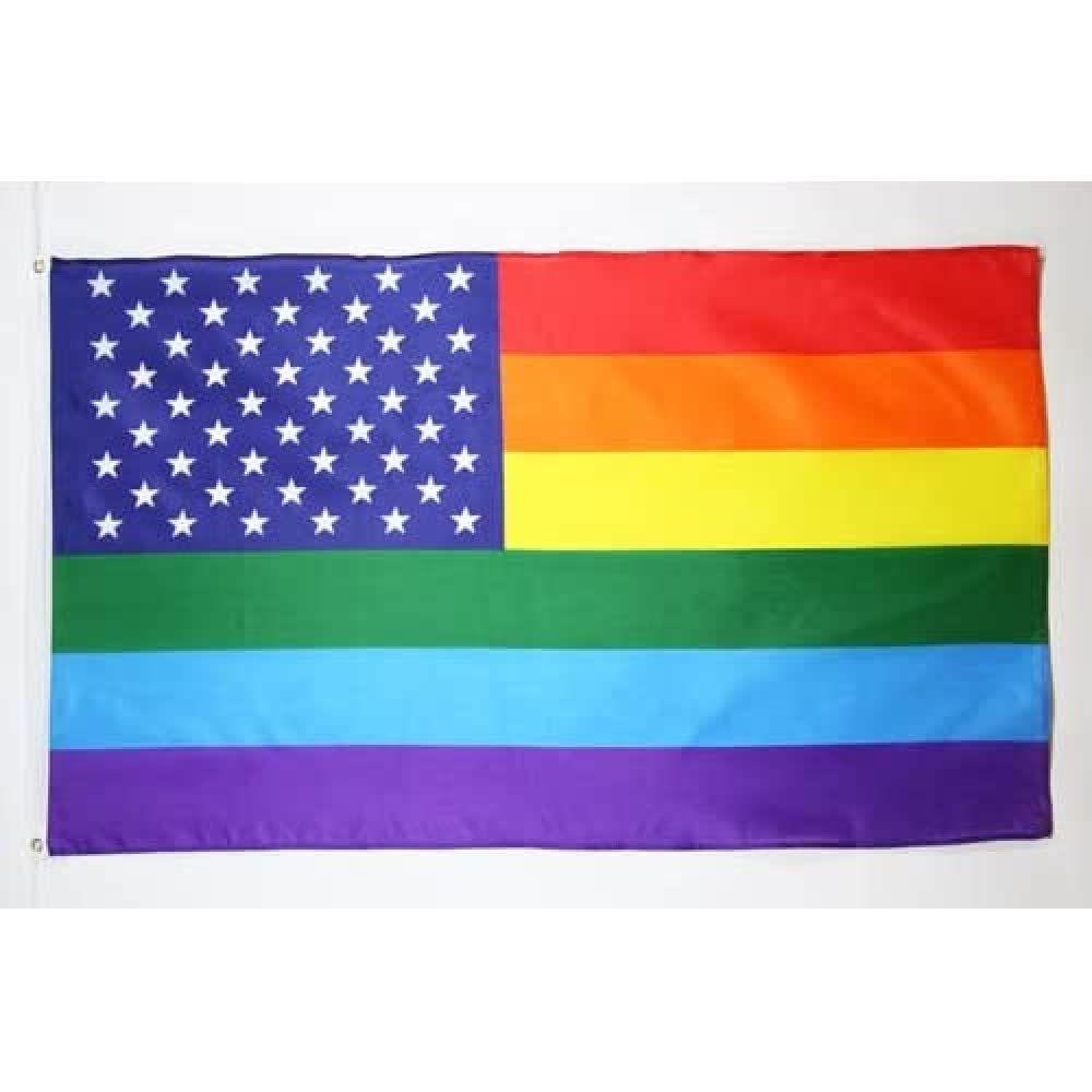 AZ FLAG - Rainbow Usa Flag - 3x5 Ft - 100D Polyester Us - American Gay Pride Banner with Two Metal Grommets - Fade Resistant - Vivid Colors - 3' x 5' Feet - 150x90 Cm — image 1