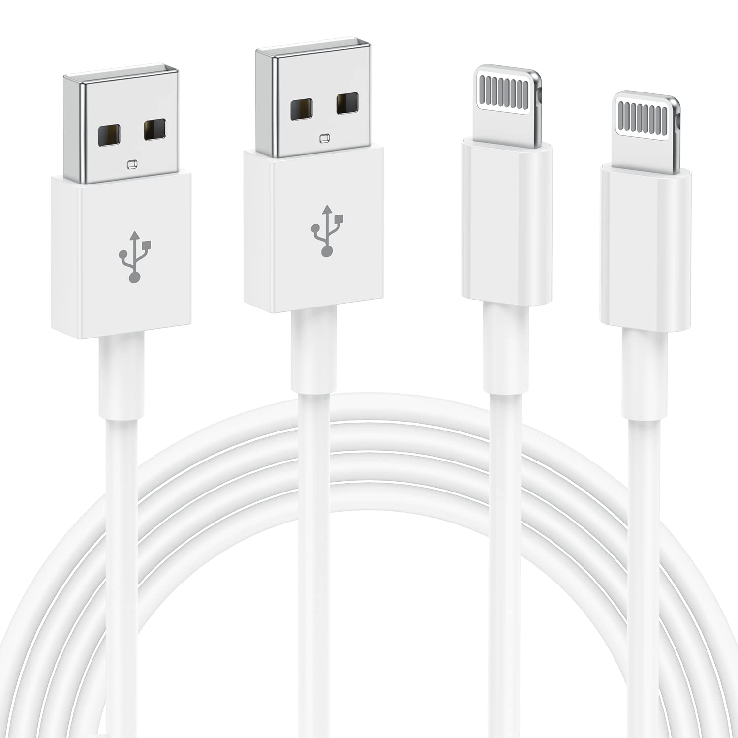 2Pack iPhone Charger Cable 2m, Apple USB to Lightning Cable Fast Charging Lead 2 Meters for iPhone 14/13/12/11/11Pro/Max/X/XS/XR/XS Max/8/7/6/iPad