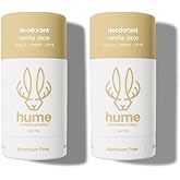 Hume Supernatural Aluminum Free Deodorant for Women & Men - Safe for Sensitive Skin - Probiotic, Plant-Based, Baking Soda Free, Aloe, & Cactus Flower, Anti Sweat, Stain & Odor - Vanilla Daze 2-Pack