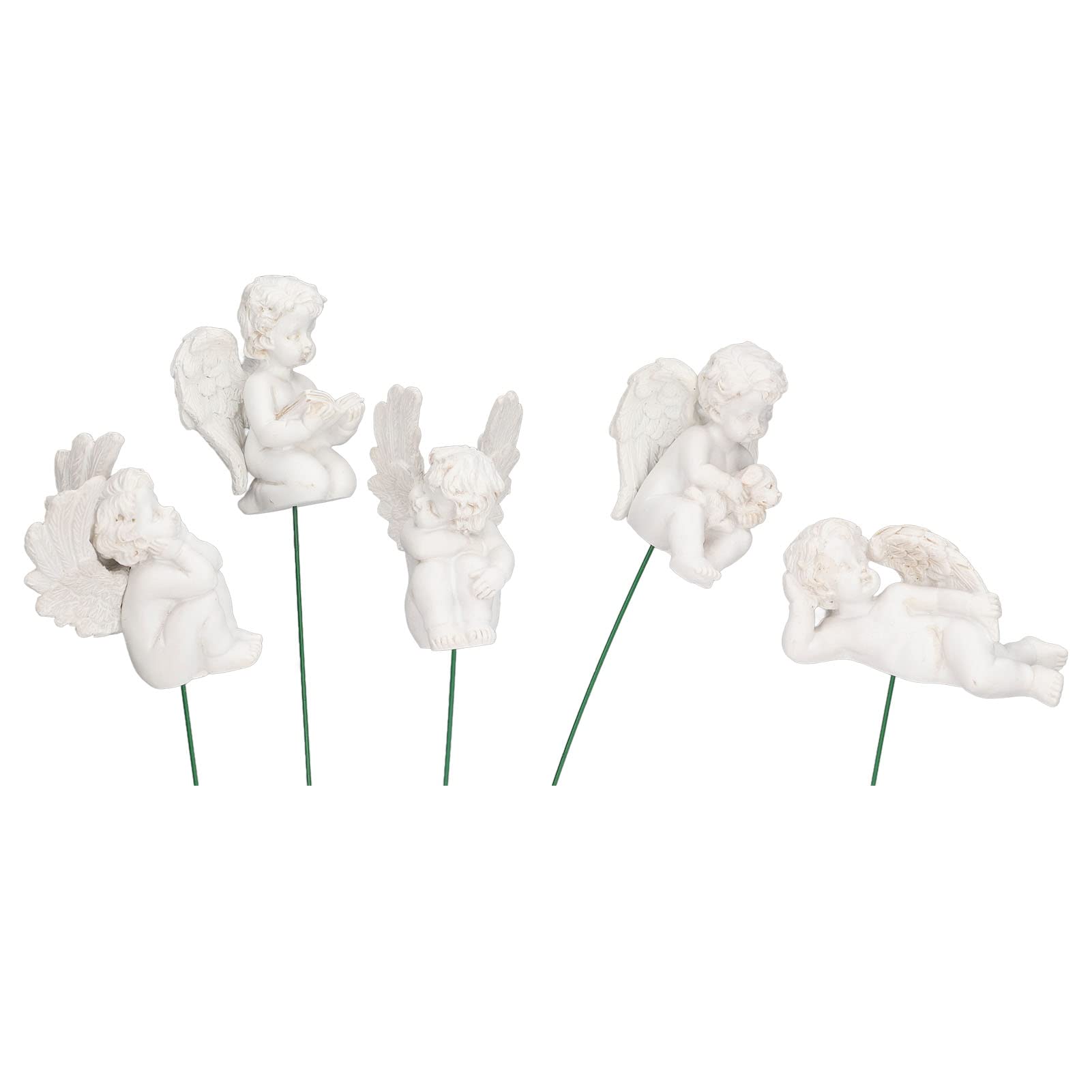 Set of 5 Cherubs Resin Garden Statue Figurine On Stick Indoor Outdoor Home Garden Decoration Adorable Angel Sculpture Memorial Statue for Garden Backyard Ground