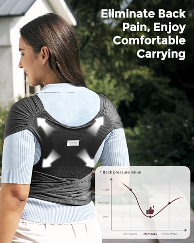 Momcozy Baby Carrier AirMesh - The Perfect Summer Water Sling for Newborns to Toddler 8-35 lbs - Cooling, Breathable and Lightweight Baby Wrap, Nice for Summer, Pool, Beach, Swimming, Black