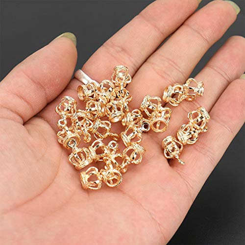 WEFOO 100Pieces Alloy Antique Crown Charms Pendants for Making Bracelet and Necklace (Gold)