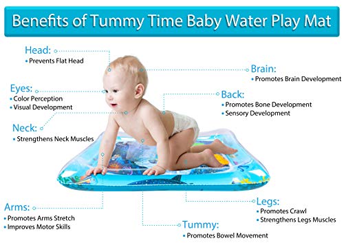 luck sea Tummy Time Inflatable Water Play Mat Playmat Sensory Activity Toy for Infant Toddlers Baby Girl Boy 3 to 18 Months Old