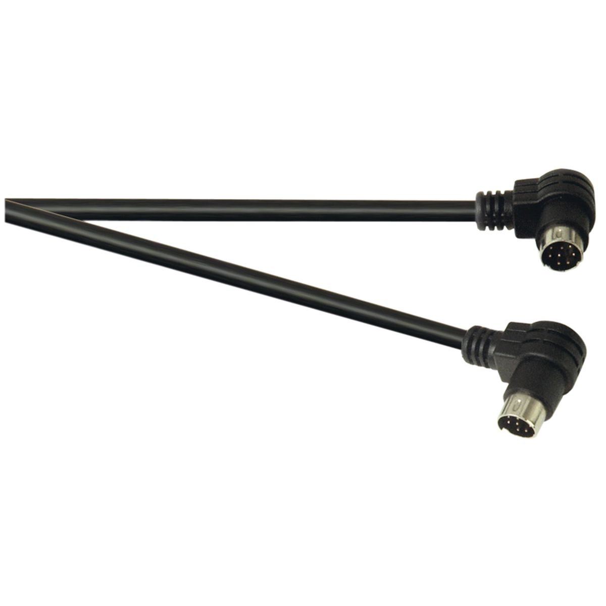 Black 1 m 8 Core Screened Right Angled 8 Pin Mini DIN Plug to Right Angled 8 Pin Mini DIN Plug