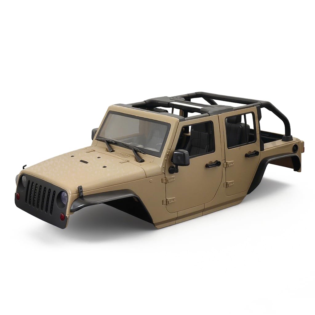 Photo 1 of 1/10 RC Jeep Wrangler Convertible Hard Shell Kit, for 1/10 RC Crawler TRX4 Axial SCX10 90046 90027 313 Wheelbase Shell Modification Accessories (Khaki)