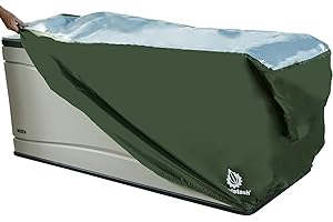 YardStash Deck Box Cover - Heavy Duty, Waterproof Covers for Outdoor Cushion Storage and Large Deck Boxes - Protects from Rain, Wind and Snow - XXL - Green